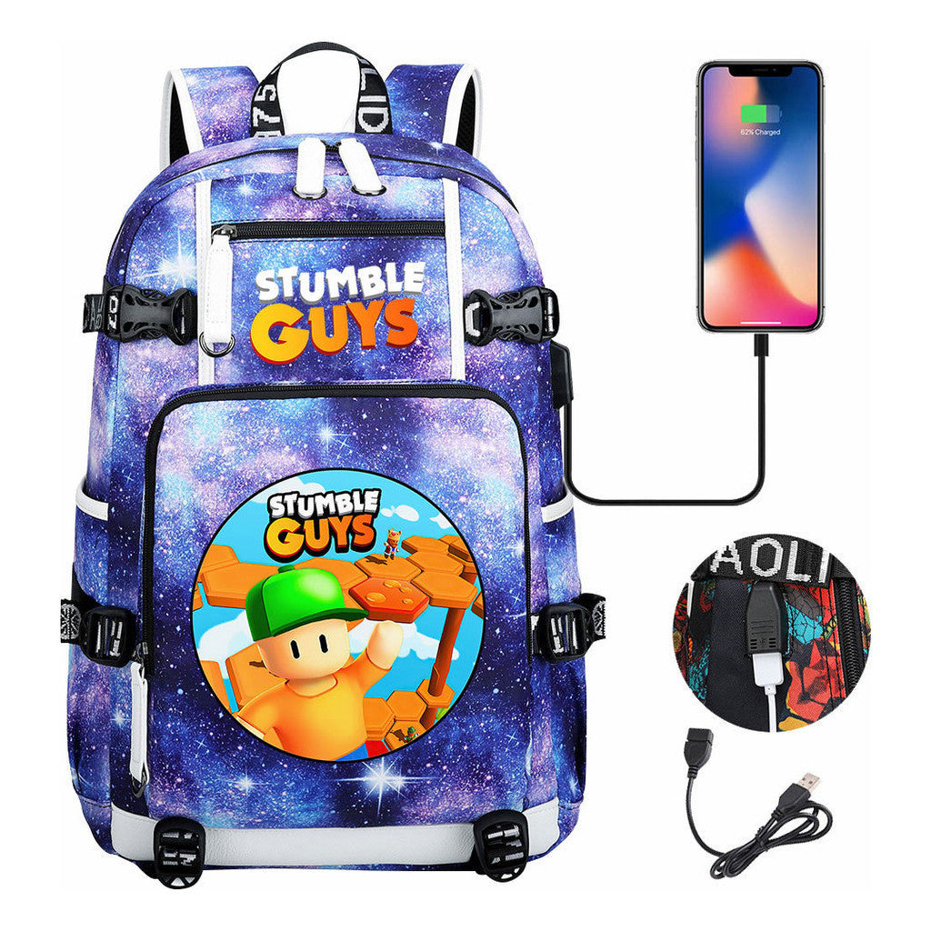 Usb Printed Student Backpack For Men And Women's Leisure Travel Backpack