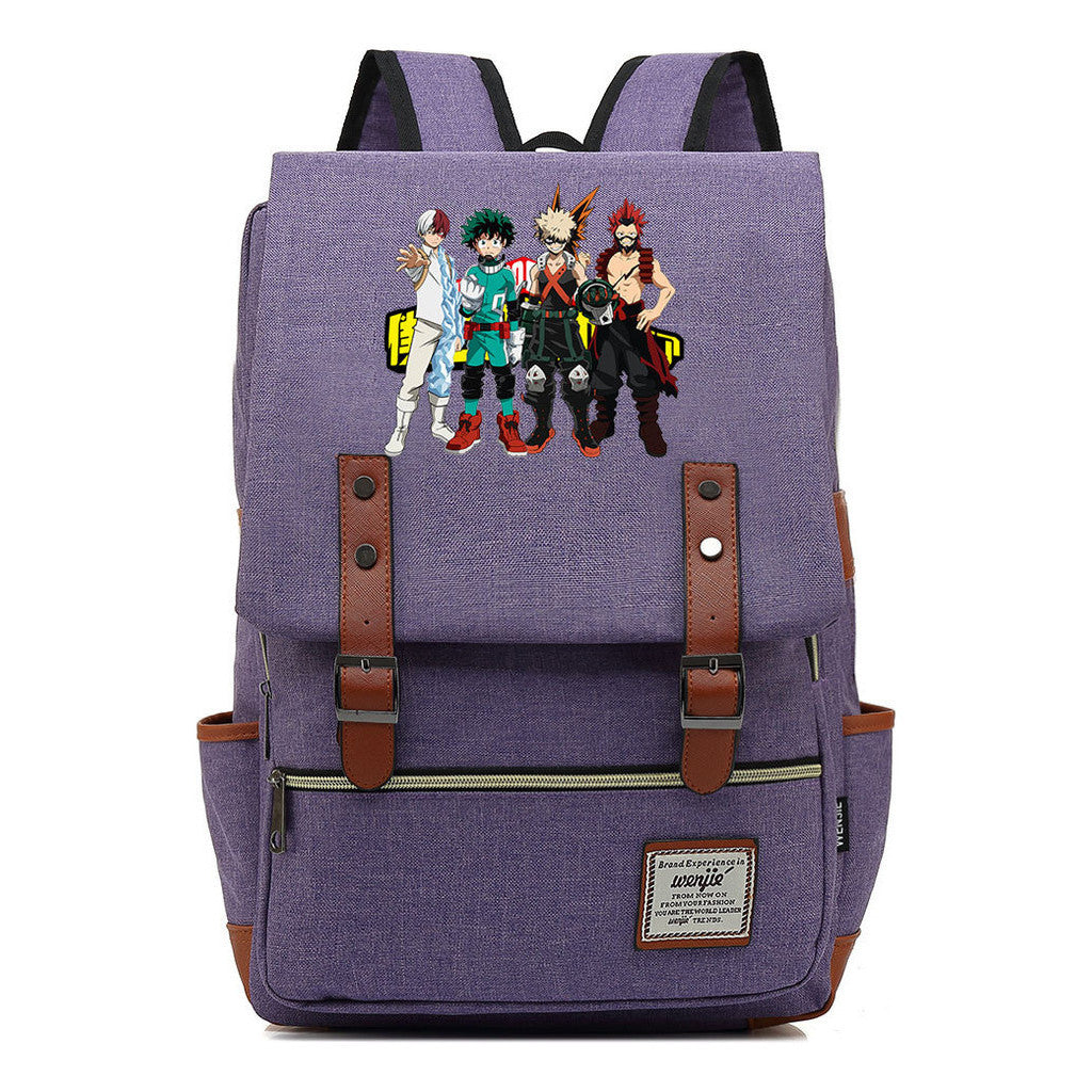 Anime My Heroes Academy Printed Youth Student Backpack Men's And Women's Leisure Belt Buckle Classic Backpack
