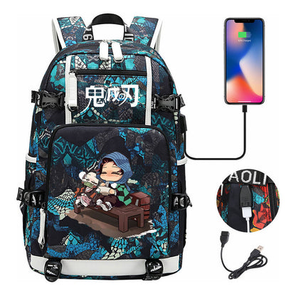 Cartoon Printed Usb Large Capacity Youth Student Backpack For Men And Women's Leisure Travel Backpack