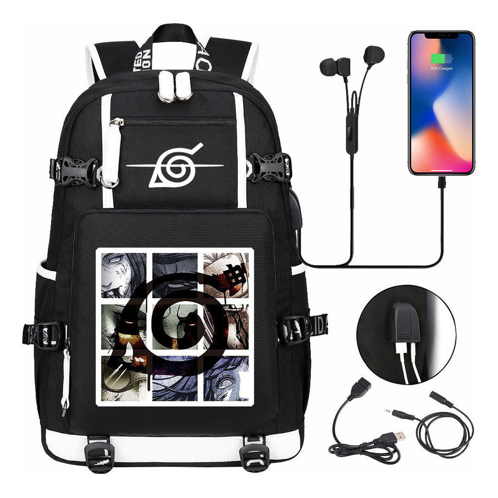 Naruto Usb Large Capacity Youth Student Backpack For Men And Women's Leisure Travel Backpack