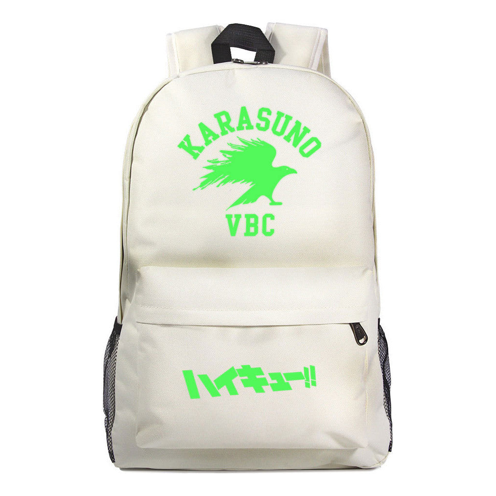 Green Night Light Fashion Volleyball Youth Flying Heart Print Youth Student School Bag Men's And Women's Leisure Backpack