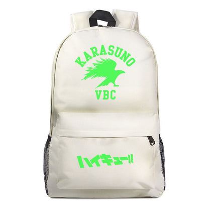 Green Night Light Fashion Volleyball Youth Flying Heart Print Youth Student School Bag Men's And Women's Leisure Backpack