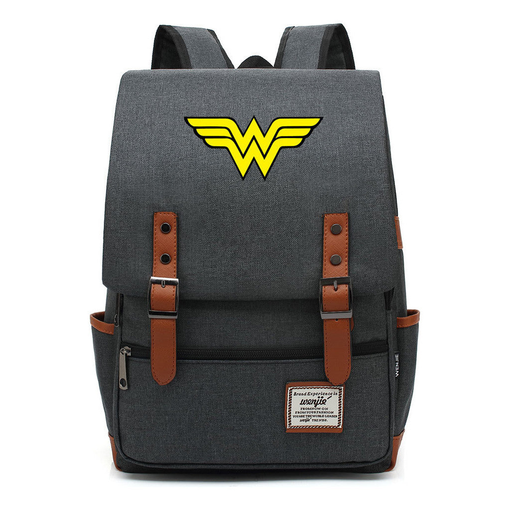 Anime Wonder Woman Printed Youth Student School Bag Men's And Women's Leisure Belt Buckle Backpack
