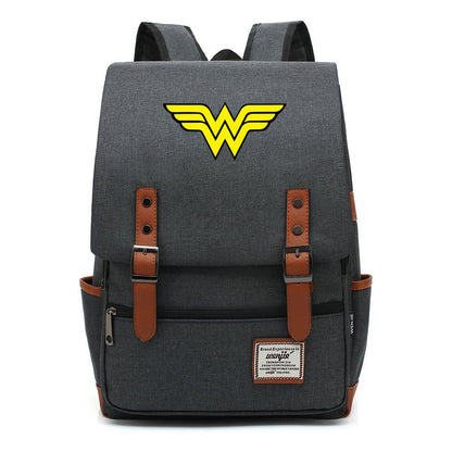 Anime Wonder Woman Printed Youth Student School Bag Men's And Women's Leisure Belt Buckle Backpack