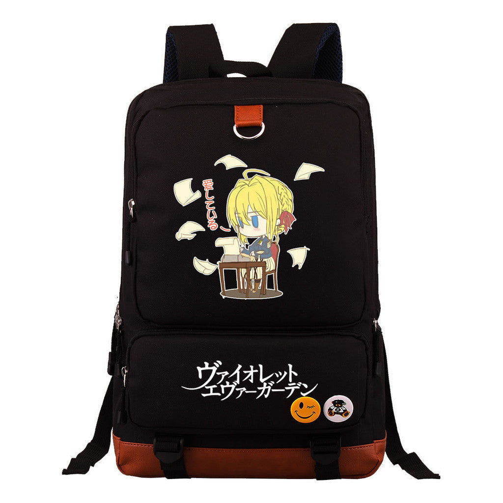 Violet Eternal Garden Printed Student School Bag Large Capacity Travel Bag Men's And Women's Backpack