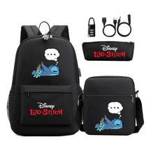 Interstellar Baby Stitch Usb Password Lock Youth Student Backpack 3-piece Set For Men And Women Backpacks