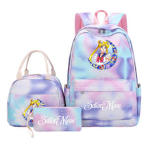 Beautiful Girl Warrior Teenage Student Girl Backpack Lunch Bag Three Piece Set Backpack Cover