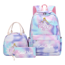 Beautiful Girl Warrior Teenage Student Girl Backpack Lunch Bag Three Piece Set Backpack Cover