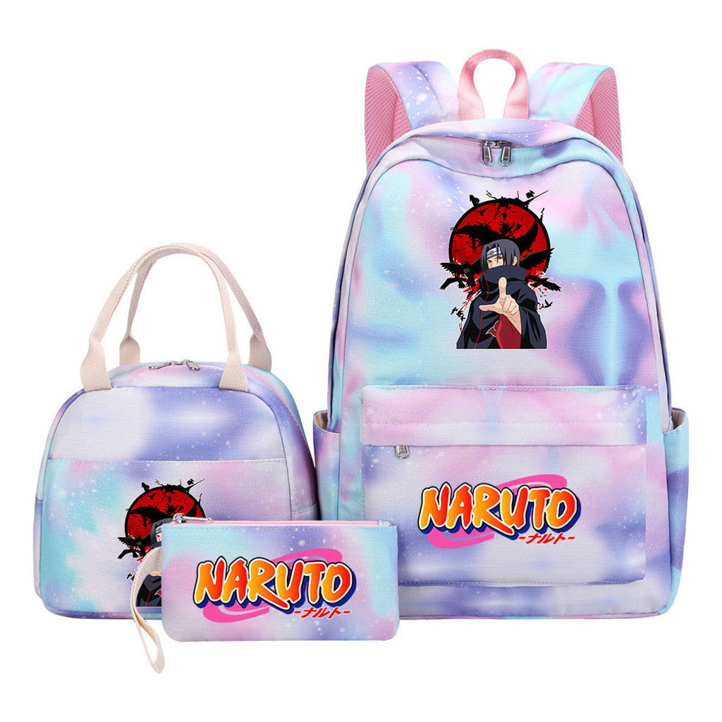 Naruto Student Girl Backpack Lunch Bag Three Piece Set Backpack Set