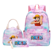 Cartoon Pirate King  Student Girl Backpack Lunch Bag Three Piece Set Backpack