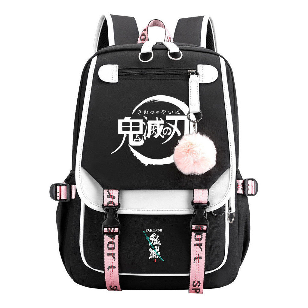 Cartoon Fashion Usb Youth Middle School Backpack For Boys And Girls Casual Woven Strap Flip Back Backpack