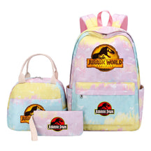 Jurassic Park Dinosaur Youth Student Girls School Bag Lunch Bag Three Piece Set Backpack Set