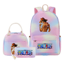 Cartoon Manga Pirate Wang Qing Student Girls School Bag Lunch Bag Three Piece Set Backpack Set