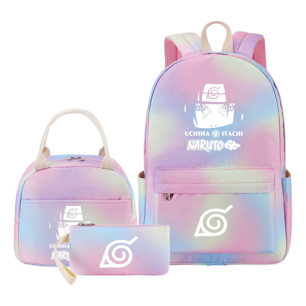 Naruto Teenage Student Girls School Bag Lunch Bag Three Piece Set Backpack Set