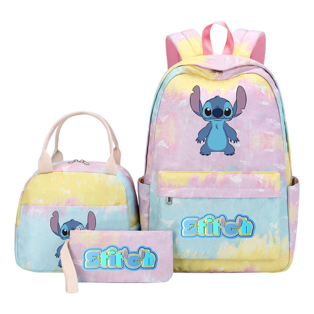 Interstellar Baby Stitch Youth Student Girls School Bag Lunch Bag Three Piece Set Backpack Set