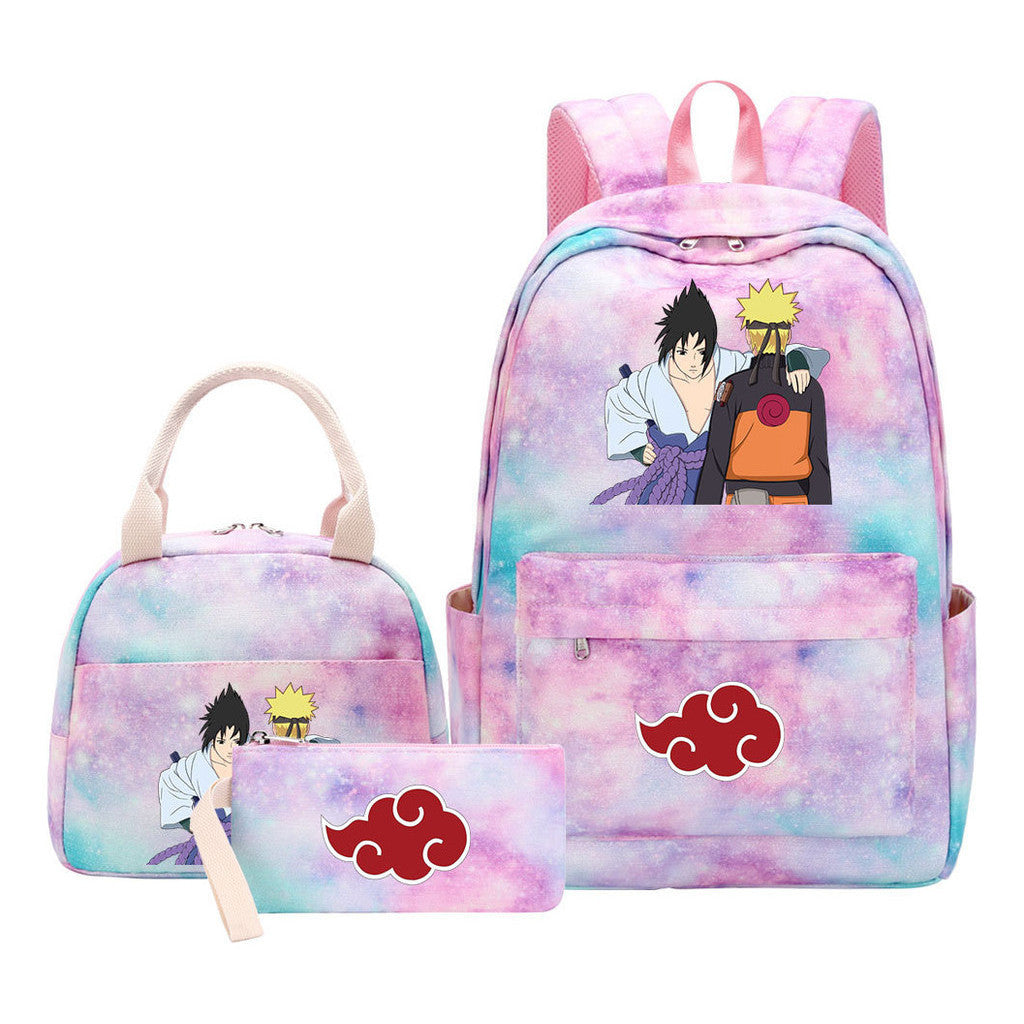 Naruto Teenage Student Girls School Bag Lunch Bag Three Piece Set Backpack Set