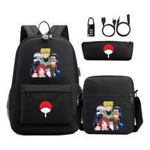 Naruto Usb Password Lock Year Student School Bag Three Piece Set Backpack Set