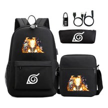 Naruto Usb Password Lock Backpack Three Piece Set For Men And Women Backpack Set
