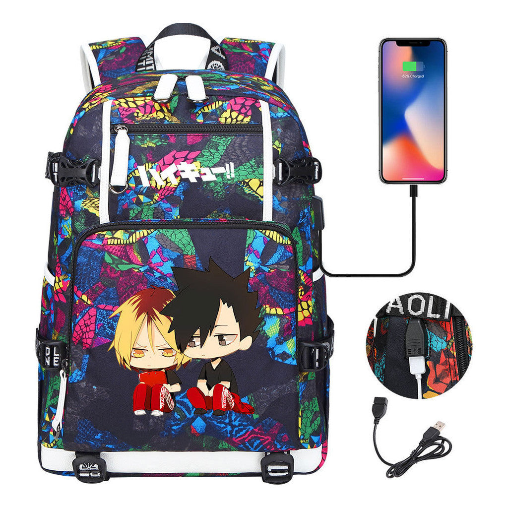 Volleyball Youth Usb Large Capacity Youth Student School Bag Men's And Women's Leisure Travel Backpack
