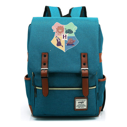 School Of Magic Printed Schoolbags For Young Students, Casual Belt Buckles And Classic Backpacks