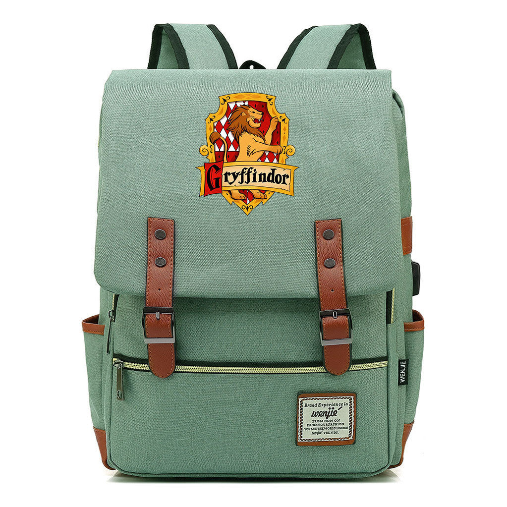 School Of Witchcraft And Wizardry Student Backpack Usb Men's And Women's Leisure Belt Buckle Backpack