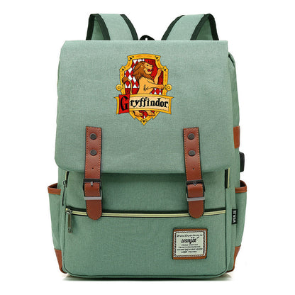 School Of Witchcraft And Wizardry Student Backpack Usb Men's And Women's Leisure Belt Buckle Backpack