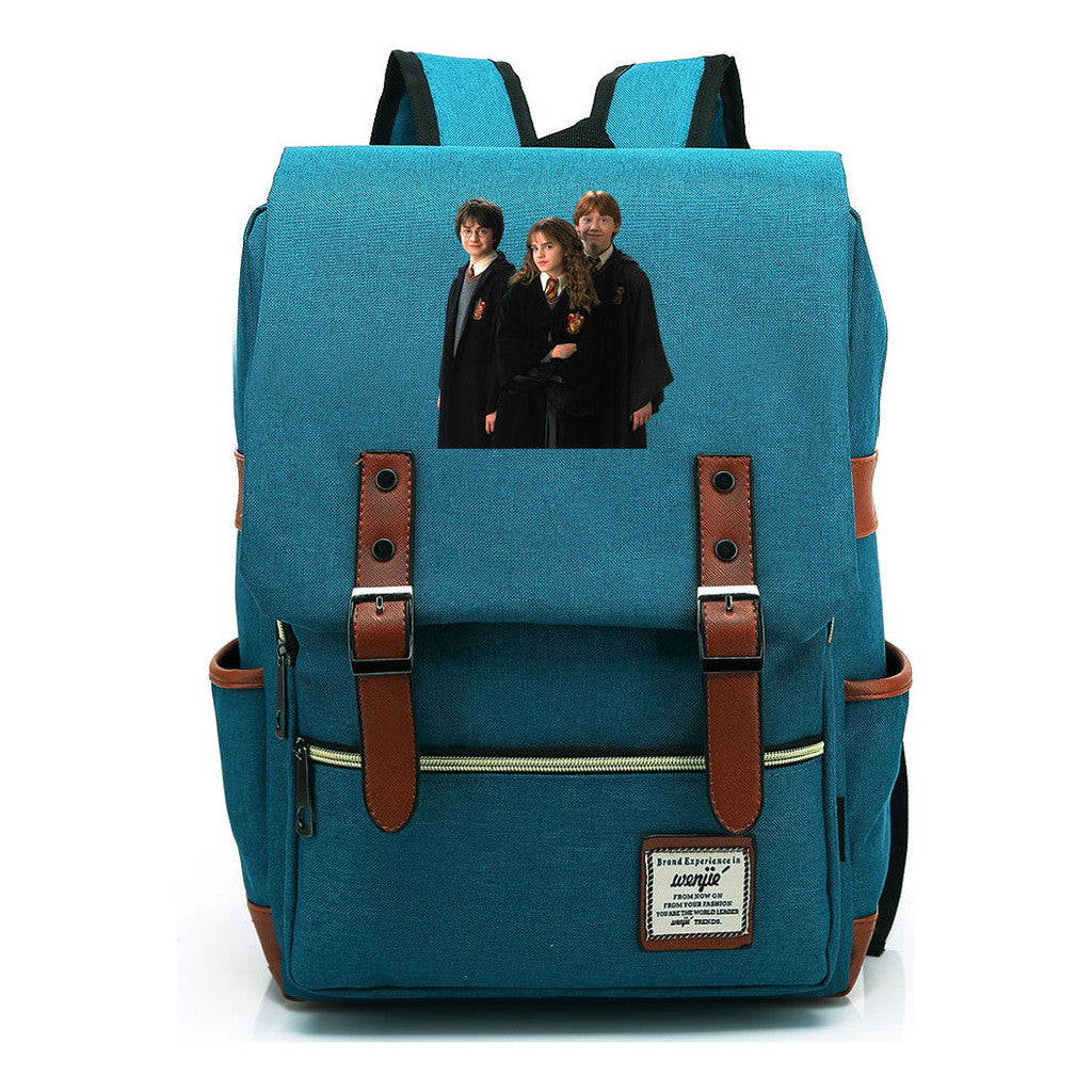 Academy Of Magic Print Teen Student School Bag For Men And Women Casual Belt Buckle Classic Backpack