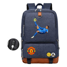 Football Star Cristiano Ronaldo Printed Usb Youth Student Backpack For Boys And Girls Leisure Travel Backpack