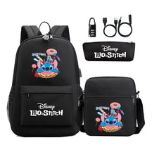 Interstellar Baby Stitch Usb Password Lock Youth Backpack 3-piece Set For Men And Women Backpacks