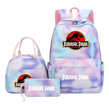 Jurassic Park Dinosaur Youth Student Girls School Bag Lunch Bag Three Piece Set Backpack Set