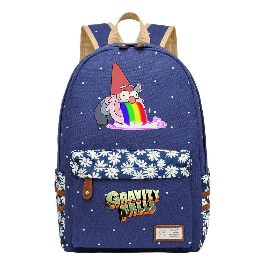 Cartoon, Anime, Bizarre Town, Teenage Student Backpacks, Floral Men's And Women's Backpacks