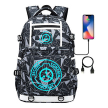 Blue Glow Printed Usb Youth Student Backpack For Men And Women's Leisure Travel Backpack