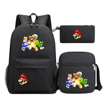 Super Mario Printed Student Backpack Three Piece Set For Men And Women's Backpack Set