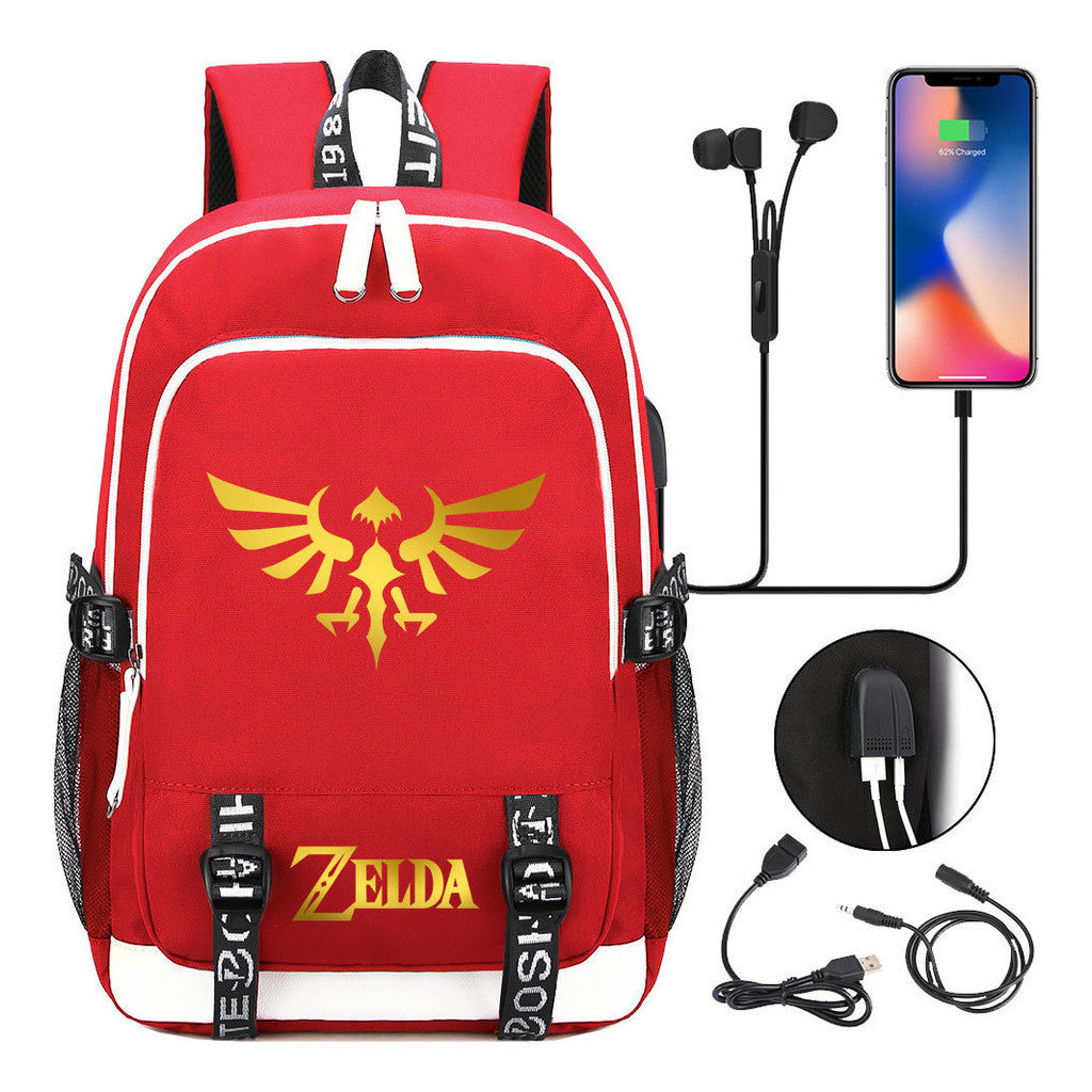 Golden Usb Youth Student Backpack For Leisure Sports Backpack