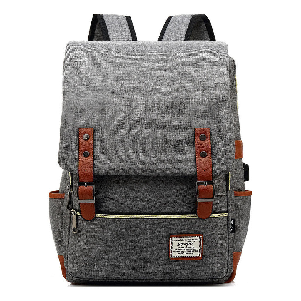 Usb Youth Student Backpack For Men And Women With Casual Belt Buckle Printed Backpack