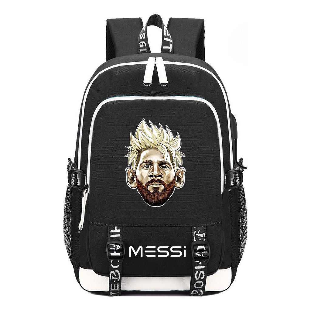 Sports Football Stars, Teenagers, Primary And Secondary School Students, Backpack Usb, Men's And Women's Leisure Backpack