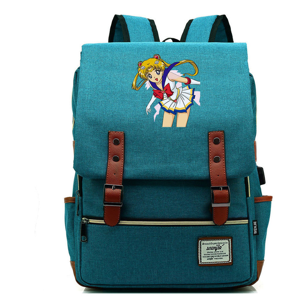 Anime Beauty Girl Warrior Youth Student School Bag Usb Men's And Women's Leisure Backpack