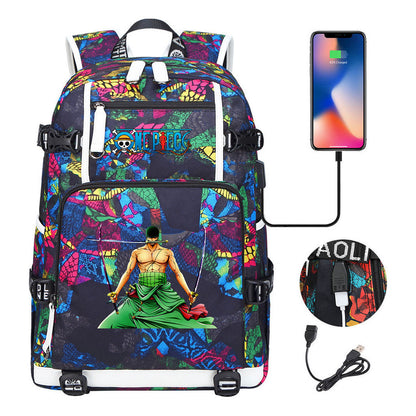 Pirate King Lufei Printed Youth Student Backpack With Large Capacity Leisure Travel Backpack