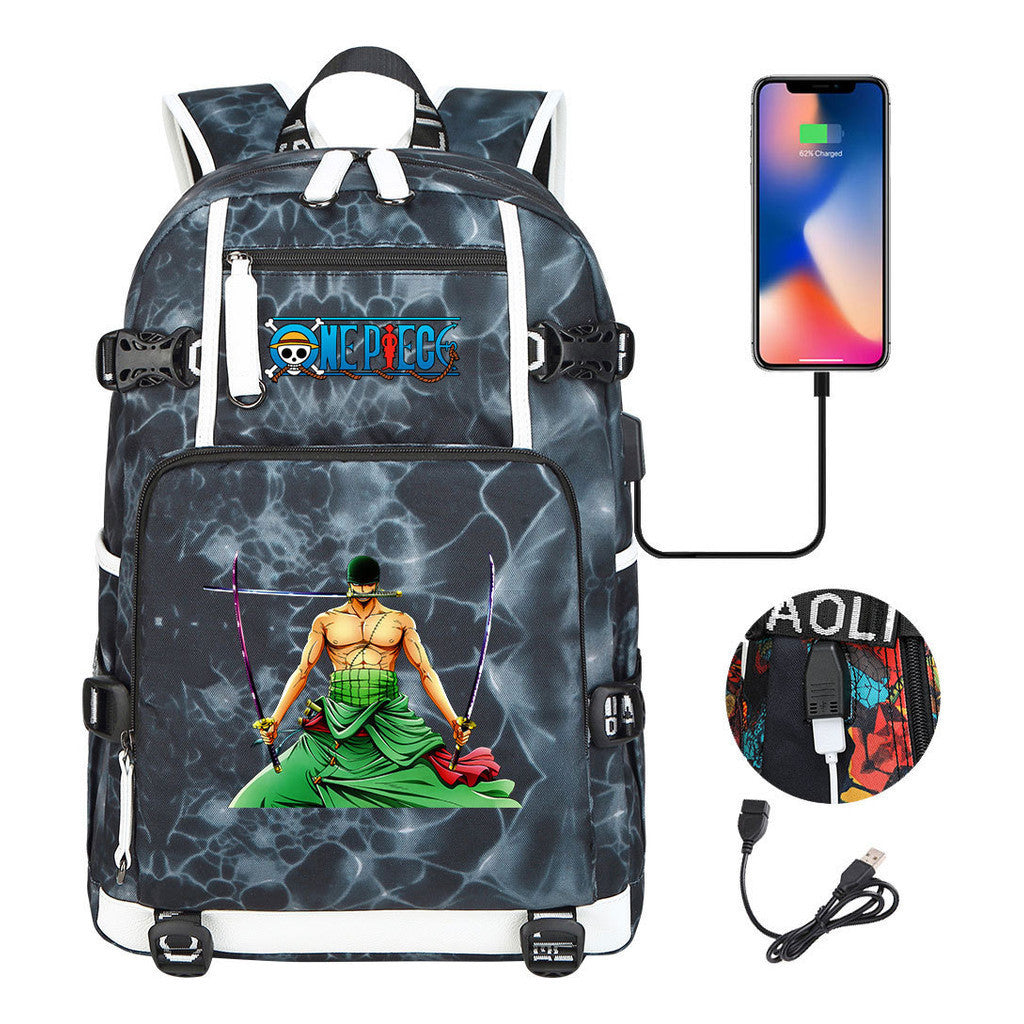 Pirate King Lufei Printed Youth Student Backpack With Large Capacity Leisure Travel Backpack