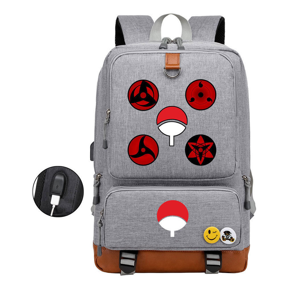 Naruto Printed Usb Student Backpack For Leisure Travel Backpack