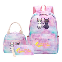 Anime Beauty Girl Warrior Youth Student Girl Schoolbag Lunch Bag Three Piece Set Backpack Set