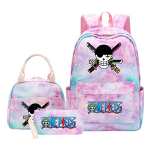 Cartoon Pirate King Student Girls School Bag Lunch Bag Three Piece Set Backpack Set