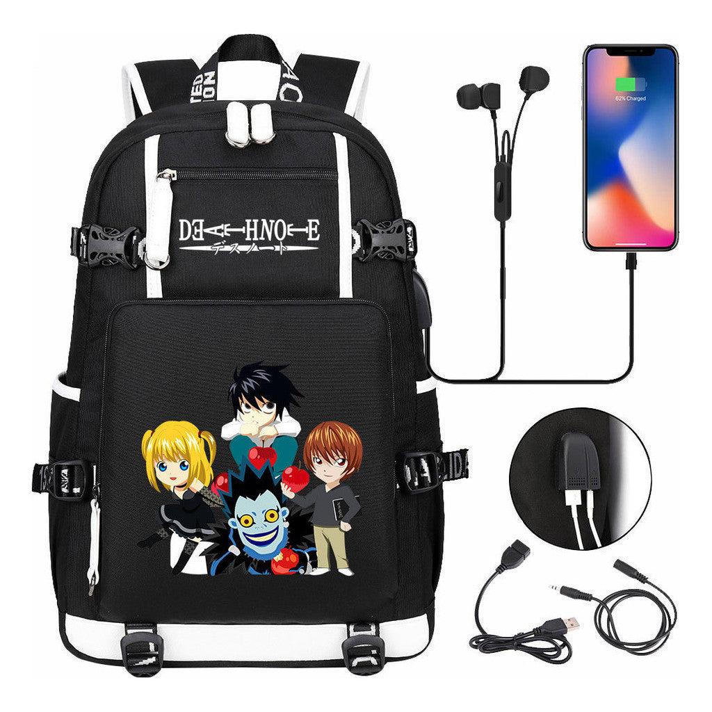 Death Note Usb Large Capacity Youth Student Backpack Men's And Women's Leisure Travel Backpack