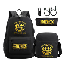 Golden Pirate King Usb Password Lock Youth Student Backpack Set Of Three Pieces, Men's And Women's Backpack Set