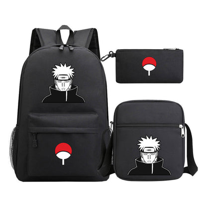 Anime Naruto Starry Sky Youth School Bag Three Piece Set For Men And Women Backpack Set