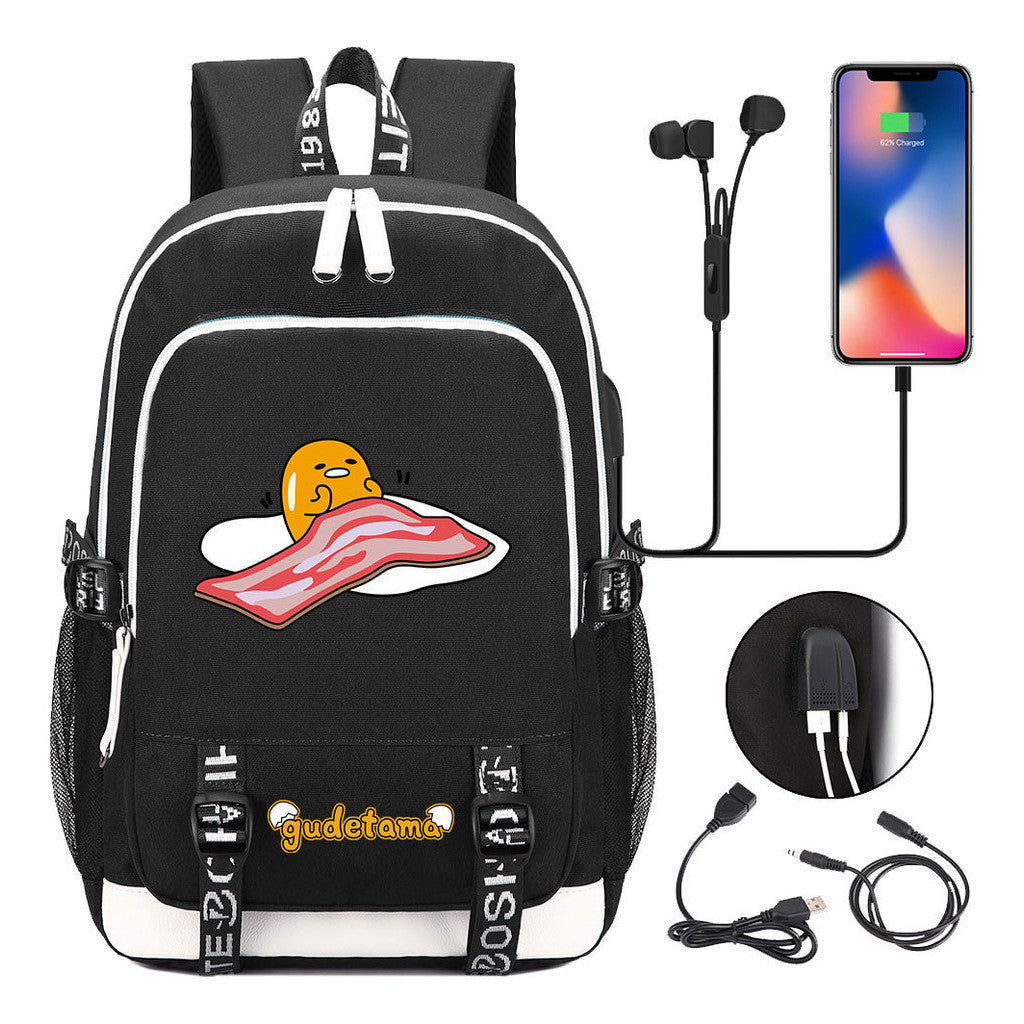Comic Egg Yolk Lazy Egg Teenage Student Backpack Usb Boys And Girls Casual Backpack