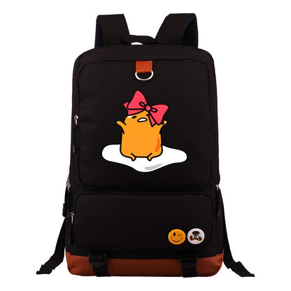 Cartoon Anime Lazy Egg Youth Student Backpack With Large Capacity Travel Bag For Boys And Girls Backpack