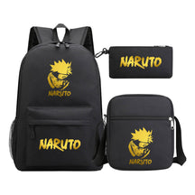 Golden Anime Naruto Starry Sky Youth Student Backpack Set, 3-piece, Men's And Women's Backpack Set