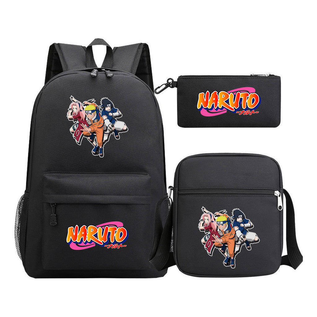 Anime Naruto Starry Sky Student School Bag Three Piece Set For Men And Women Backpack Set