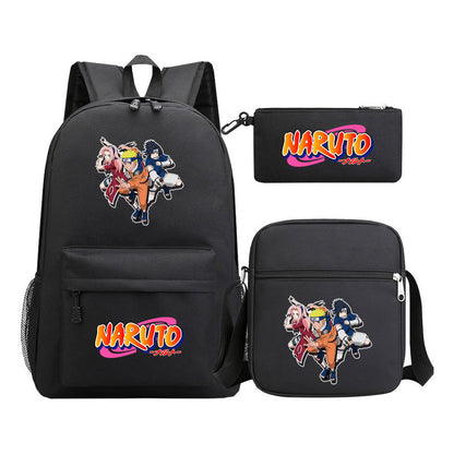 Anime Naruto Starry Sky Student School Bag Three Piece Set For Men And Women Backpack Set